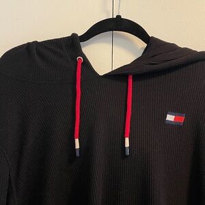Tommy Hilfiger Black Hoodie with Red Drawstrings